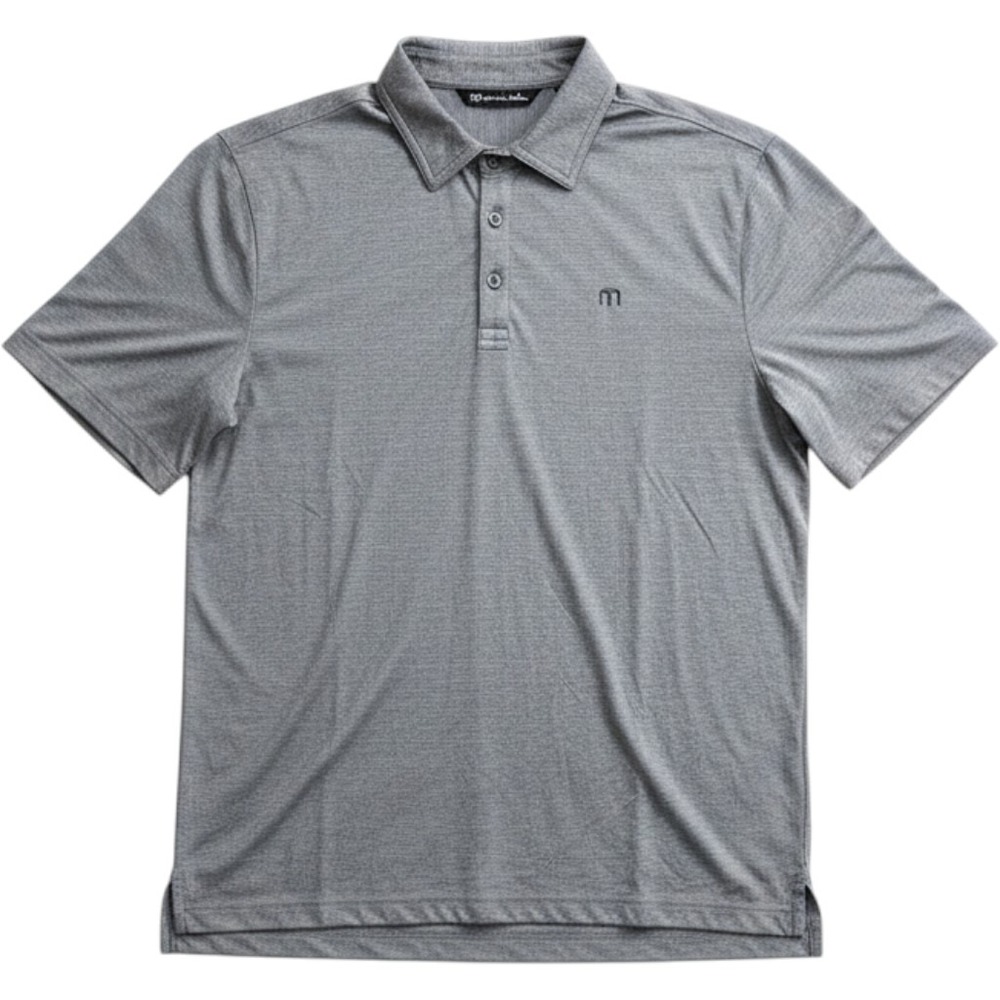 TravisMathew Mens Large Grey Heathered Performance Golf Polo Shirt L